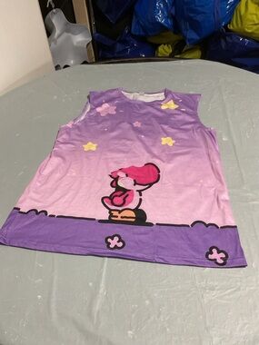 Women Purple Cartoon Sleeveless Top - Pink Character 1038